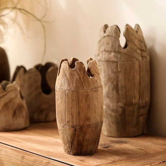 Vaso decorativo in legno realizzato artigianalmente