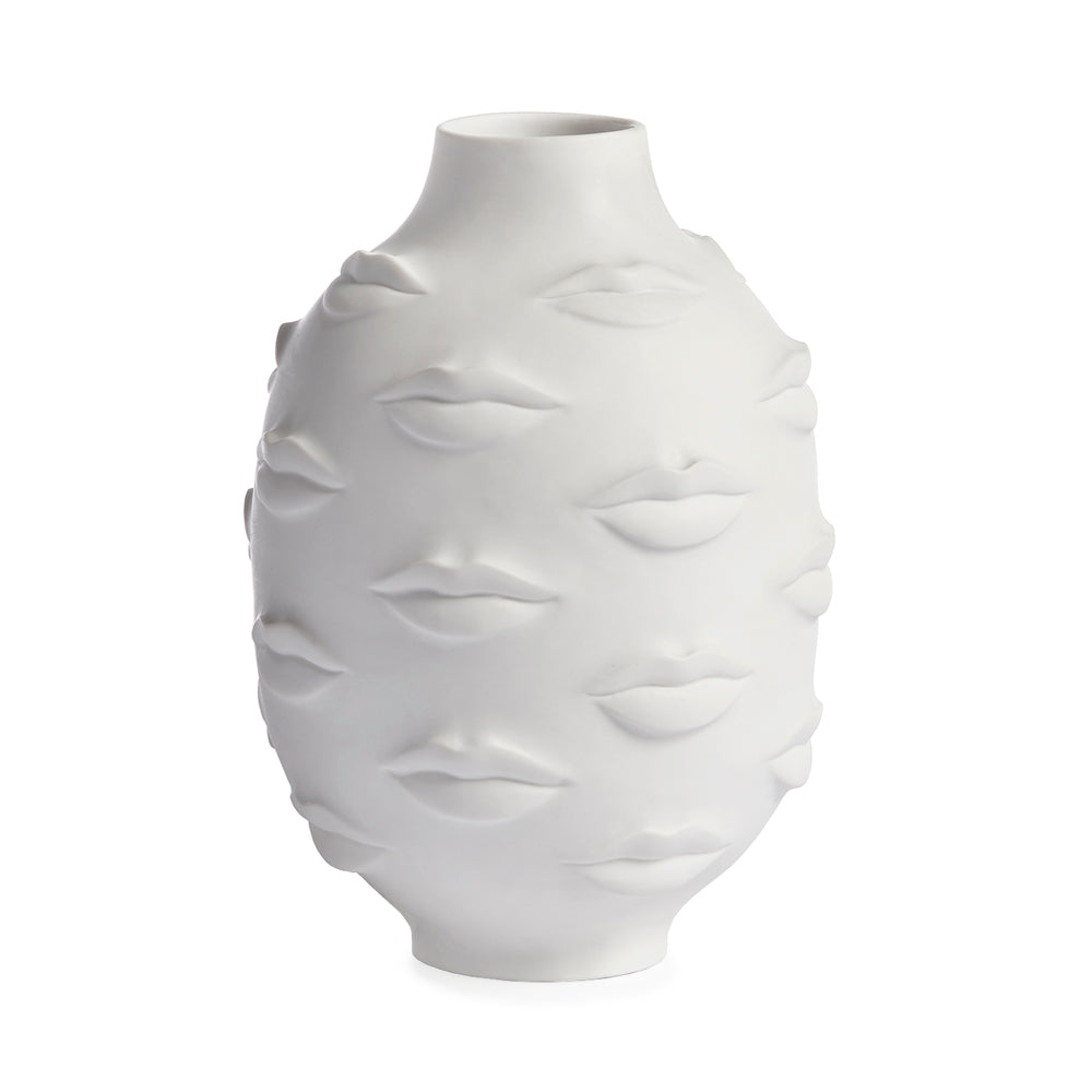 Vaso in ceramica con facce multiple e labbra