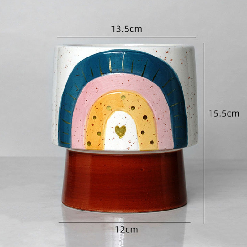 Vaso in ceramica con design arcobaleno