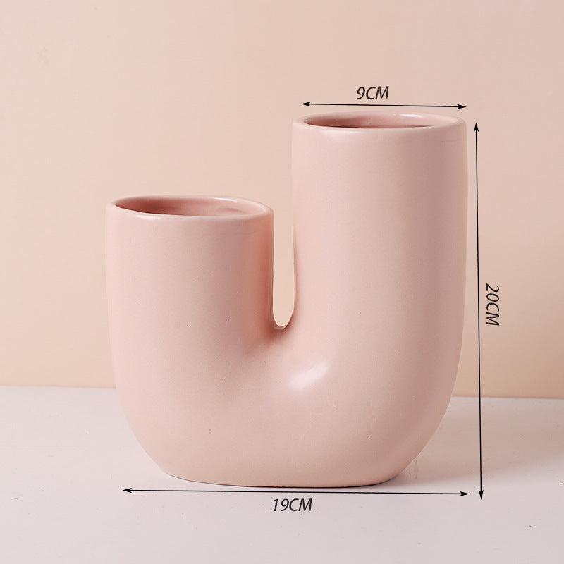 Vasi in ceramica design astratto color pastello
