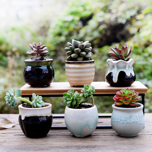 Vaso in ceramica con colori gocciolanti per esterno o interno per piante
