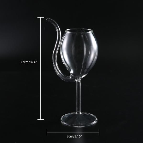 Bicchiere in vetro da cocktail con cannuccia incorporata