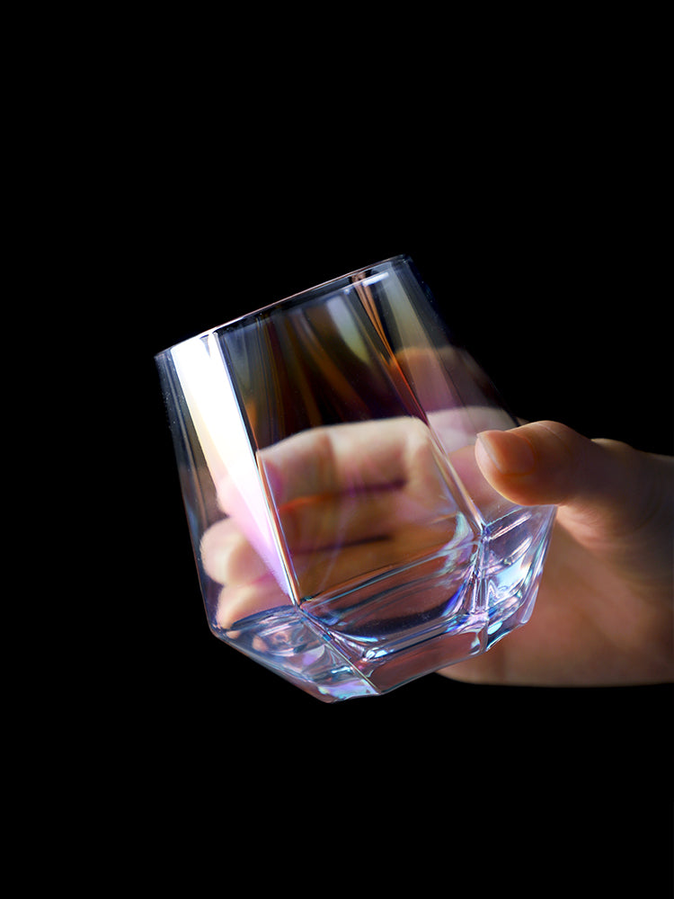 Bicchiere in cristallo a forma diamante con o senza bordo dorato