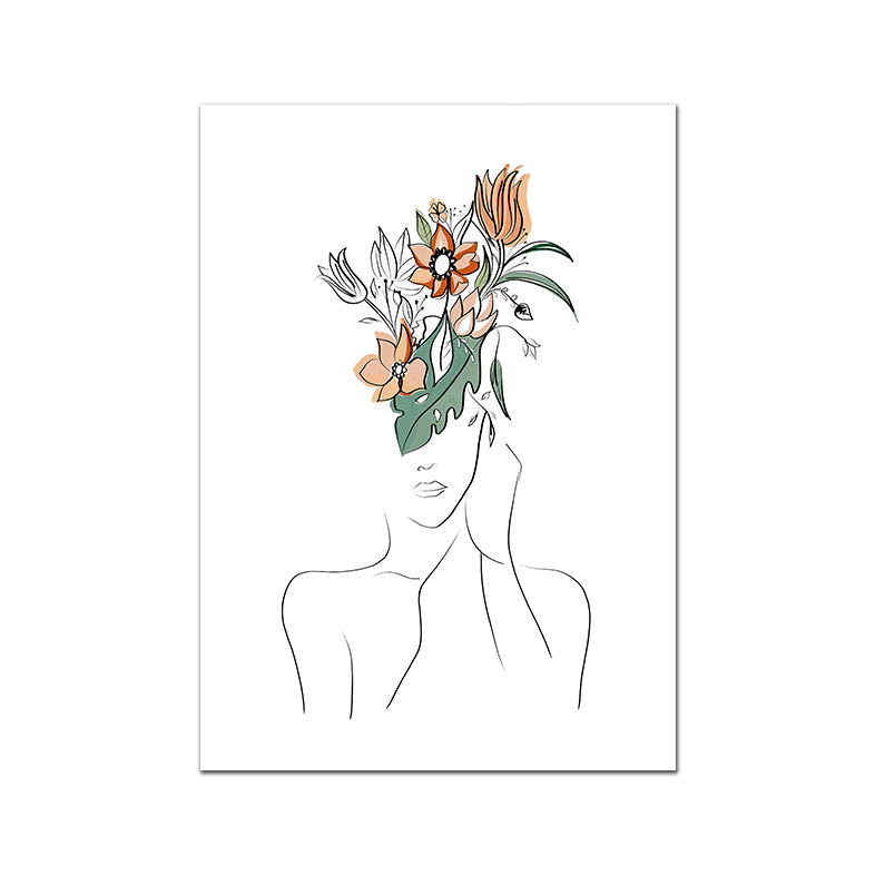Quadro poster stile nordico con fiori, foglie e donne