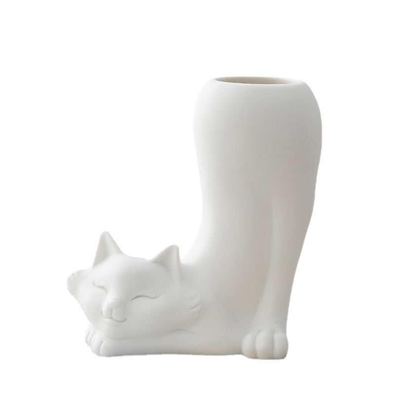 Vaso in ceramica bianca a forma di animali carini
