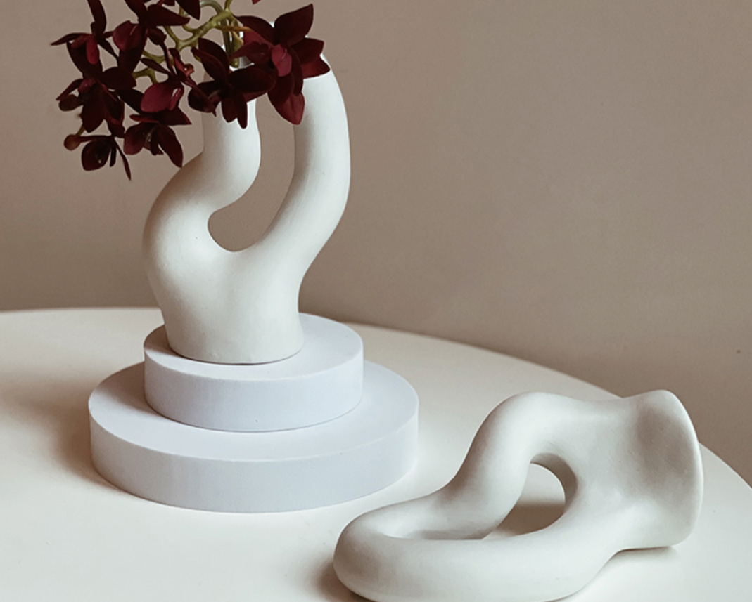 Vaso ceramica bianco astratto