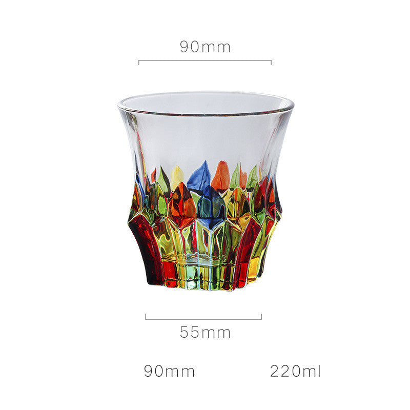 Bicchiere in vetro elegante con design con pennellate di colore