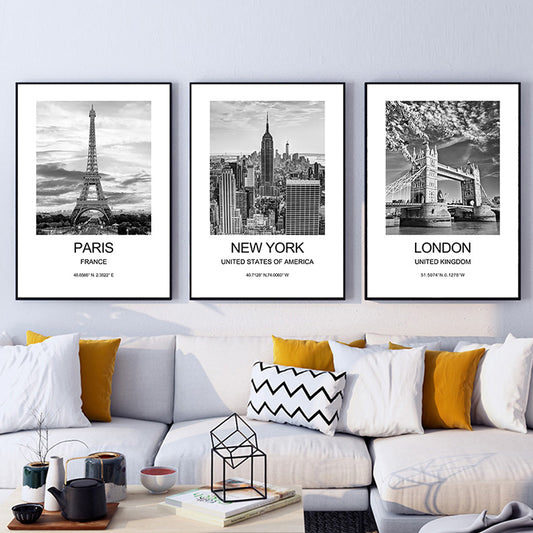 Poster quadro città del mondo in bianco e nero