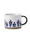 Tazze in ceramica con foglie piccole blu