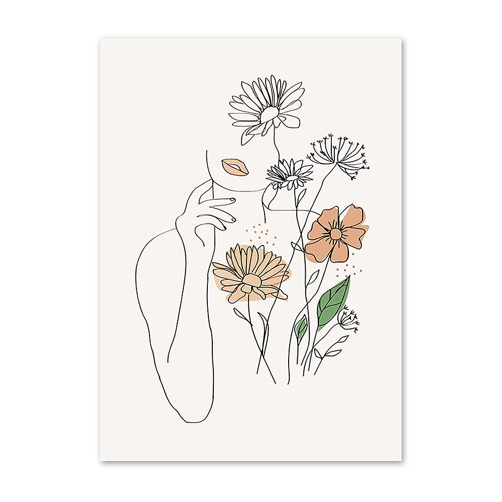 Quadro poster stile nordico con fiori, foglie e donne – AllaRicerca Shop