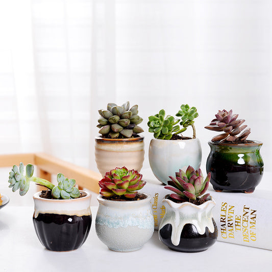 Vaso in ceramica con colori gocciolanti per esterno o interno per piante