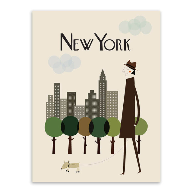 Quadro poster con bellissime città del mondo Paris - New York - London