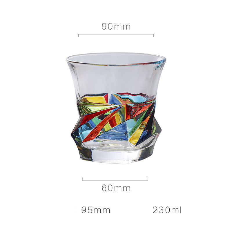 Bicchiere in vetro elegante con design con pennellate di colore