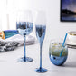 Bicchiere blu in quarzo con design sfumato stellato