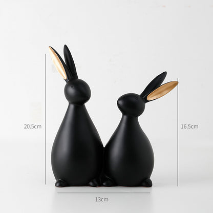 Decorazione coppia di Coniglietti Bianchi o Neri con orecchie dorate
