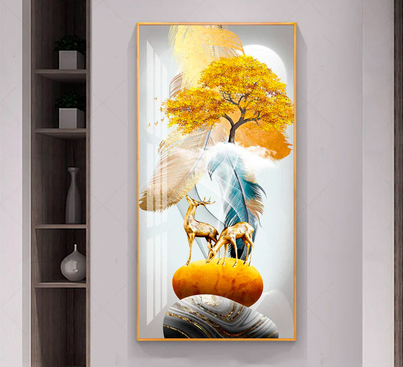 Quadro poster stile disegno ad olio con alberi