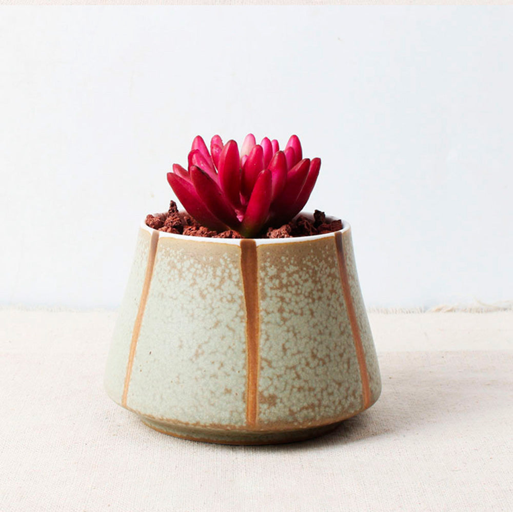 Vasi colorati in ceramica con piccole forme geometriche